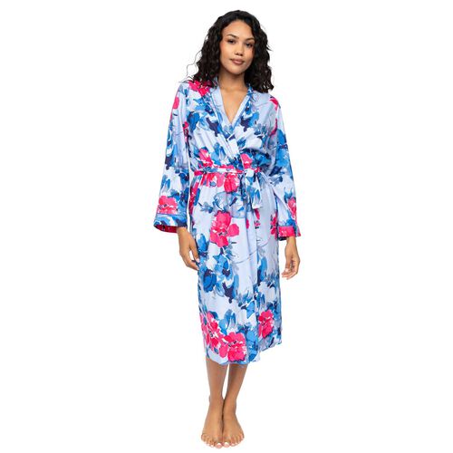Cyberjammies Blue Floral Print Long Sleeve Long Dressing Gown